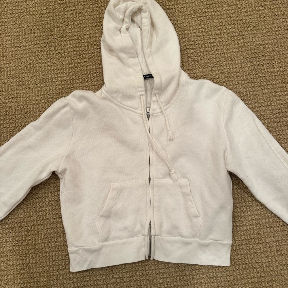 Brandy Melville Cream Zip-Up Hoodie